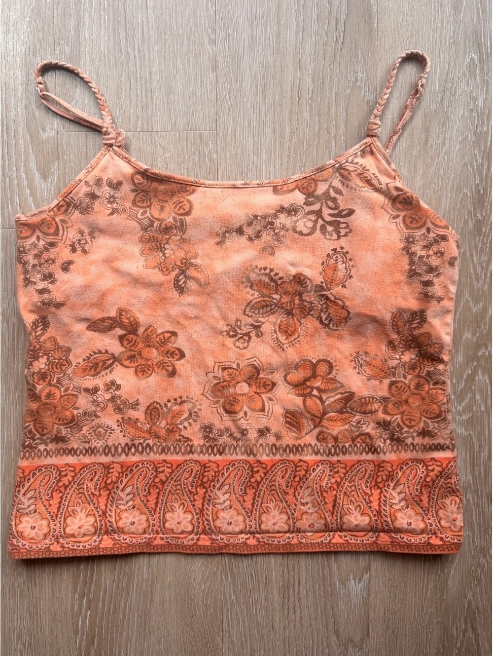 Faded Glory Women’s Orange Floral Stretch Tank Top Size L (12/14)